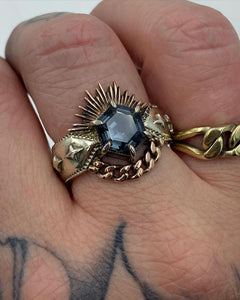 Bespoke Steel Blue Hexagon Spinel - MY HEART YOU HAVE